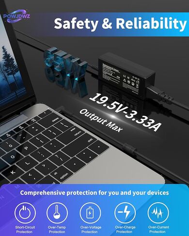 65W 45W شاحن كمبيوتر محمول متوافق مع HP Pavilion Envy Probook EliteBook Power Power Cord Smart Blue Tip Adapter AC in Kuwait