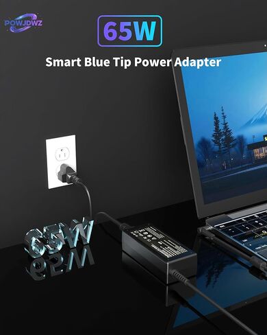 65W 45W شاحن كمبيوتر محمول متوافق مع HP Pavilion Envy Probook EliteBook Power Power Cord Smart Blue Tip Adapter AC in Kuwait