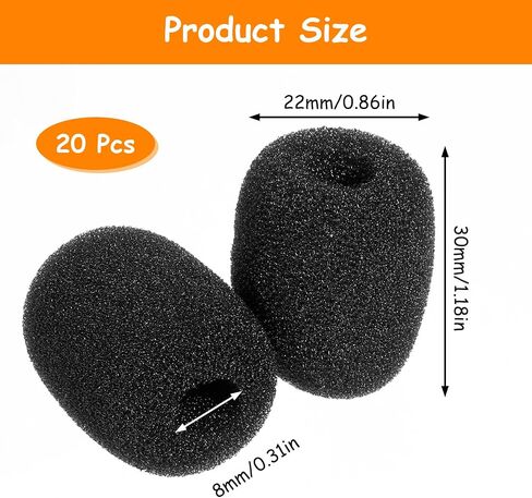 20 Pcs Microphone Covers Foam High Density Headset Mic Foam Cover High Density Lapel Headset Microphone Windscreen in Saudi Arabia