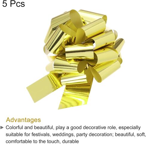 MECCANIXITY 5Pcs 8 Inch Metallic Large Big Pull Bow Gift Wrapping Bows Ribbon for Wedding Car Baskets Presents Christmas Bow, Dark Blue in Saudi Arabia