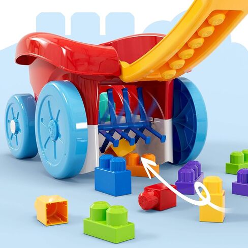 Mega Bloks First Builders Building Building Toy و Block Scooping Pull Wagon مع 20 قطعة وتخزين مدمج ، تلتقط الكتل ، الأحمر ، الأطفال الذين تتراوح أعمارهم بين 1+ in Saudi Arabia