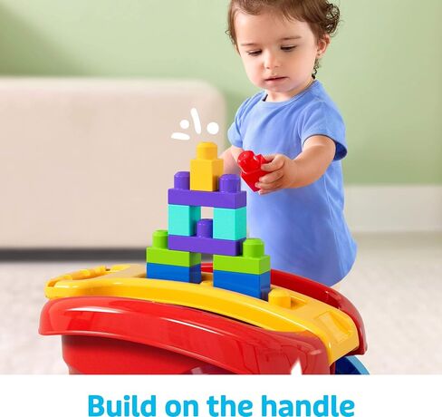 Mega Bloks First Builders Building Building Toy و Block Scooping Pull Wagon مع 20 قطعة وتخزين مدمج ، تلتقط الكتل ، الأحمر ، الأطفال الذين تتراوح أعمارهم بين 1+ in Saudi Arabia