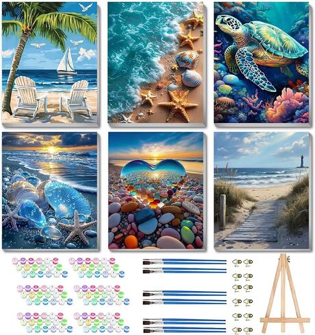 6 Packs Paint by Number for Adults Beginners, DIY Cityscape Acrylic Oil Painting by Numbers Kits on Canvas, Adults Paint by Numbers Kits Drawing Paintwork for Home Decor Gift 9.8x13.7inch in Saudi Arabia