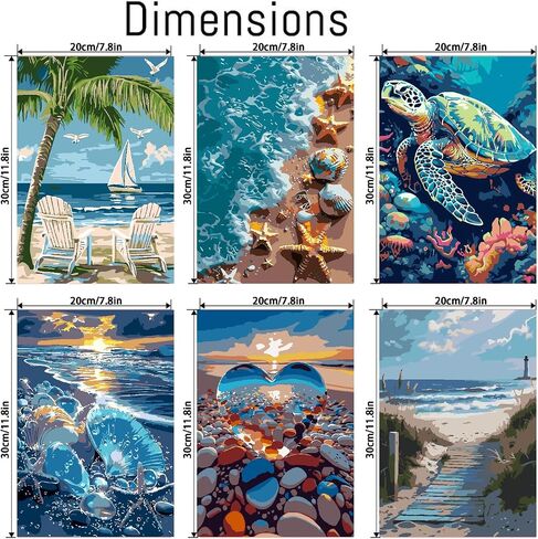 6 Packs Paint by Number for Adults Beginners, DIY Cityscape Acrylic Oil Painting by Numbers Kits on Canvas, Adults Paint by Numbers Kits Drawing Paintwork for Home Decor Gift 9.8x13.7inch in Saudi Arabia