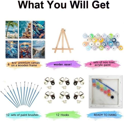 6 Packs Paint by Number for Adults Beginners, DIY Cityscape Acrylic Oil Painting by Numbers Kits on Canvas, Adults Paint by Numbers Kits Drawing Paintwork for Home Decor Gift 9.8x13.7inch in Saudi Arabia