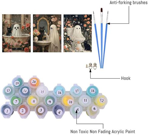 6 حزم الطلاء حسب الرقم للمبتدئين للبالغين ، DIY Cityscape Acrylic Aiv Painting by Numbers kits on Canvas ، Pholes Paint by Truments kits daintow in Kuwait