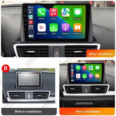 Android 14 Stereo for Mazda 3 2014-2019 Without Original Touch Screen, Biorunn 9 Inch GPS Radio Wireless Car-Play Android Auto Upgrade Dash Kit IPS Navi RDS Head Unit 2GB RAM 32GB ROM in Kuwait