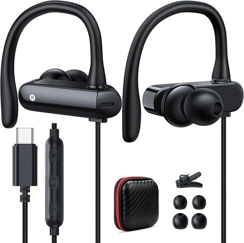 5.9FT Long Cord Wired Earbuds for Chromebook Laptop,3.5 mm Jack Over Ear Hook Headphones for PC Students Kids School Gaming, Noise Isolate HiFi Stereo Wrap Around Earphones Plug in Audio in Kuwait