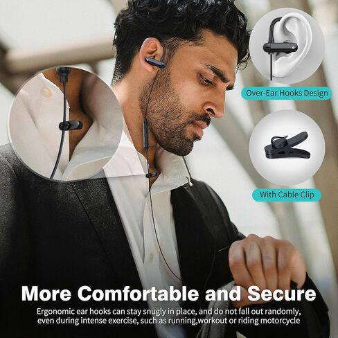 5.9FT Long Cord Wired Earbuds for Chromebook Laptop,3.5 mm Jack Over Ear Hook Headphones for PC Students Kids School Gaming, Noise Isolate HiFi Stereo Wrap Around Earphones Plug in Audio in Kuwait