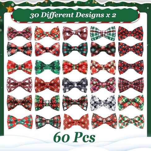 Silkfly 60 Pcs Plaid Dog Collar Bow Ties Bulk Dog Bowtie Holiday Dog Accessories Puppy Bows Detachable Collar Charms for Small Medium Large Dogs Cat Grooming Supplies Pet Costume (Fall Pattern) in Saudi Arabia