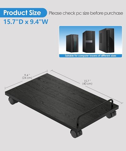 Mobile CPU Stand, 14.2''D x 9.4''W Computer Tower Stand, PC Stand for Floor with 4 Rolling Caster Wheels, Under Desk CPU Holder, Industrial Computer Cart for Carpet, for Office, Rustic Brown in Kuwait