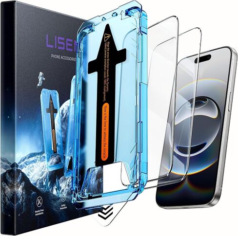 LISEN 2 Pack 9H+ Glass for iPhone 16 Pro Screen Protector, Military Grade Shatterproof Full Edge Coverage, HD Bubble Free Easy Installation Tempered Glass for iPhone 16 Pro (6.3 Inch) in Saudi Arabia
