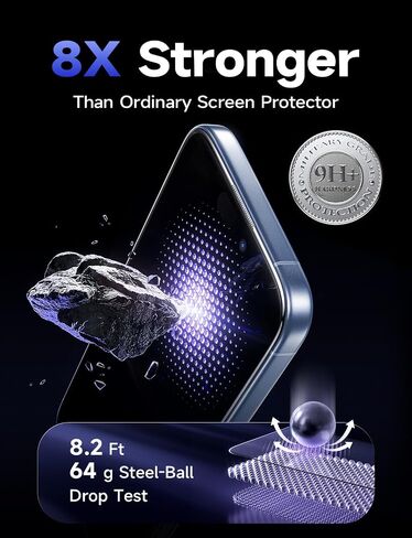 LISEN 2 Pack 9H+ Glass for iPhone 16 Pro Screen Protector, Military Grade Shatterproof Full Edge Coverage, HD Bubble Free Easy Installation Tempered Glass for iPhone 16 Pro (6.3 Inch) in Kuwait