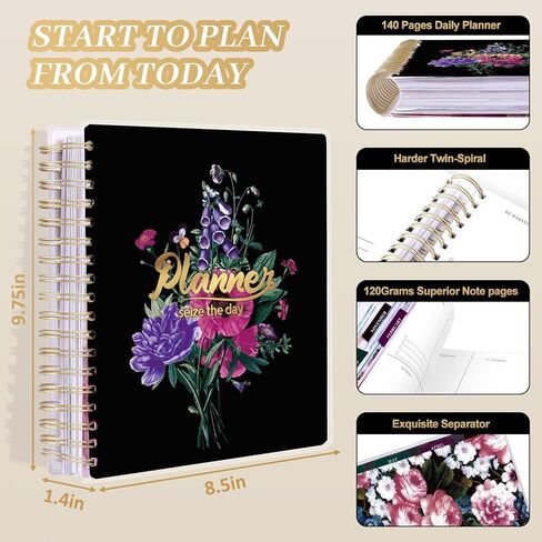 Planner 2025-2026, 18 Months Large Academic Daily Weekly Monthly Planner Organizer, July. 2025 - Dec. 2026, 8.5x9.8" Agenda with Page Tabs, Separator Page, Pocket Folder, Bookmark, Stickers & Sticky Note Set in Kuwait