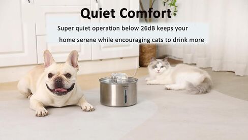 Cat Water Fountain Stainless Steel, 102oz/3L Automatic Pet Water Fountain for Cats & Small Dogs,Ultra-Quiet Pump with White led Light, Water Level Window in Saudi Arabia