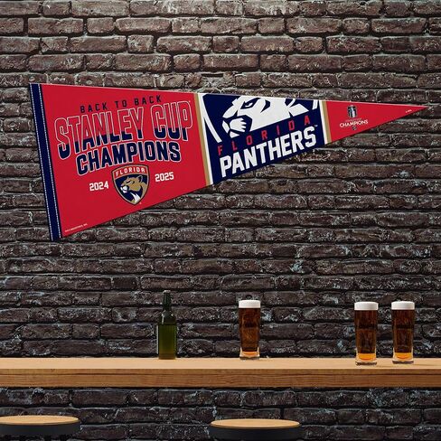Rico Industries NHL Hockey Florida Panthers Back To Back Champions 2025 12" x 30" Felt Wall Décor Pennant - Great for Home/Bed Room/Man Cave Décor in Saudi Arabia