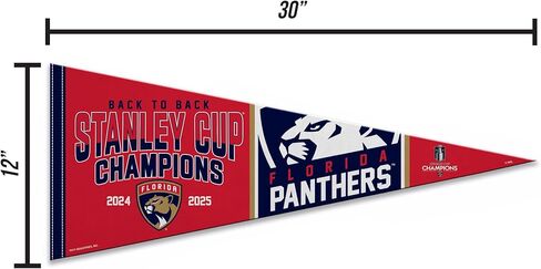 Rico Industries NHL Hockey Florida Panthers Back To Back Champions 2025 12" x 30" Felt Wall Décor Pennant - Great for Home/Bed Room/Man Cave Décor in Saudi Arabia