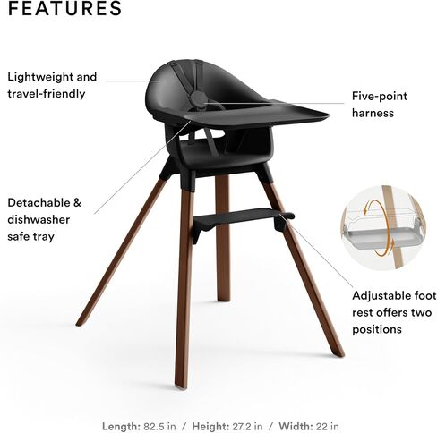 Stokke Clikk High Chair, White - All-in-One High Chair with Tray + Harness - Light, Durable & Travel Friendly - Ergonomic with Adjustable Features - Best for 6-36 Months or Up to 33 lbs in Kuwait
