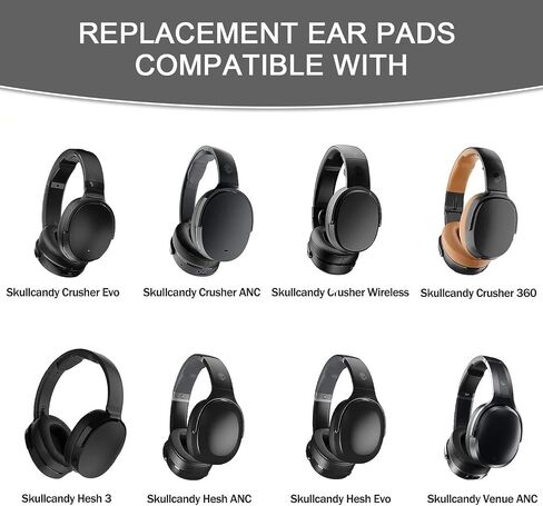 منصات الأذن البديلة لمكان Skullcandy Wireless ANC ، وسائد أذن سماعات الرأس لأغطية سماعات الرأس Skullcandy Wireless/Evo/Hesh ANC/EVO/Crusher ANC CUPS CUPS-Black. (بني) in Saudi Arabia
