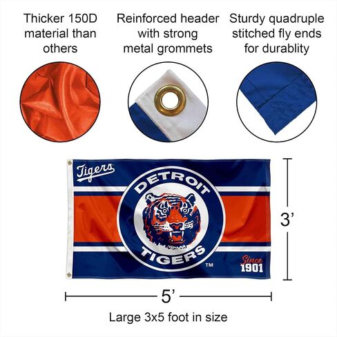 WinCraft Detroit Tigers Retro Vintage Throwback 3x5 Foot Grommet Banner Flag in Saudi Arabia