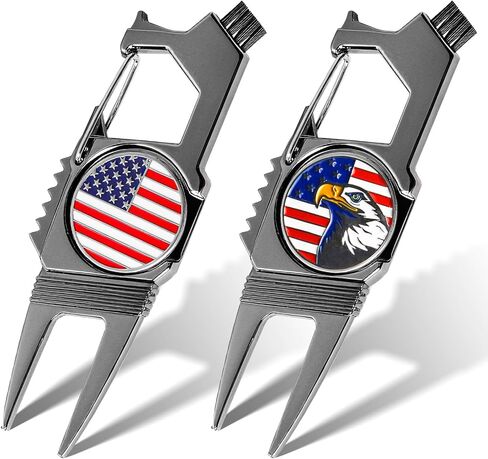أداة جولف 7 في 1 مع قلم تحديد الكرة، عبوة قيمة من قطعتين، أداة إصلاح خضراء متعددة الاستخدام لعلامة الملعب مع مشبك، ملحقات جولف ممتازة للرجال والسيدات in Kuwait