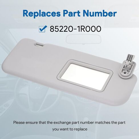 85210-1R000 Driver Side Sun Visor Fits for Hyundai Accent 1E 2011 2012 2013 2014 2015 Replaces 85210-1R000 Front Left Sun Protection Shade Gray in Saudi Arabia
