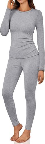 Lillusory Womens Long Johns الحرارية الحرارية الصواف الداخلية المبطنة بطماقات دافئة بيجاما وضع قمصان الملابس الشتوية 2025 in Kuwait