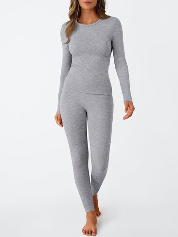 Lillusory Womens Long Johns الحرارية الحرارية الصواف الداخلية المبطنة بطماقات دافئة بيجاما وضع قمصان الملابس الشتوية 2025 in Kuwait