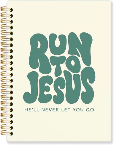 KRHFG Retro Green Christian Spiral Notebook, Run to Jesus Bible Verse Journal, Religious Scripture Journals for Writing, Bible Notebooks for Note Taking, Church Notes Journal, 5.5x8.3 Inch in Saudi Arabia