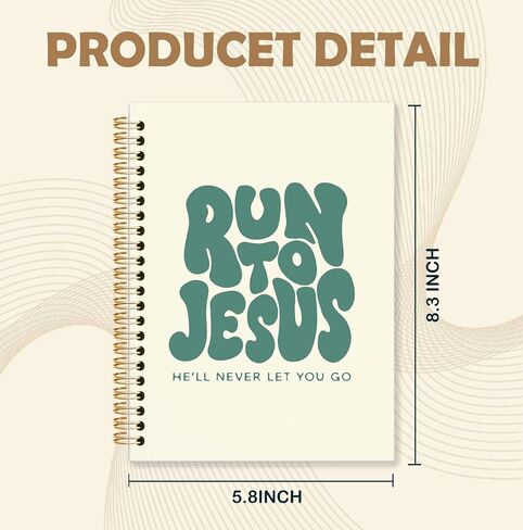 KRHFG Retro Green Christian Spiral Notebook, Run to Jesus Bible Verse Journal, Religious Scripture Journals for Writing, Bible Notebooks for Note Taking, Church Notes Journal, 5.5x8.3 Inch in Saudi Arabia