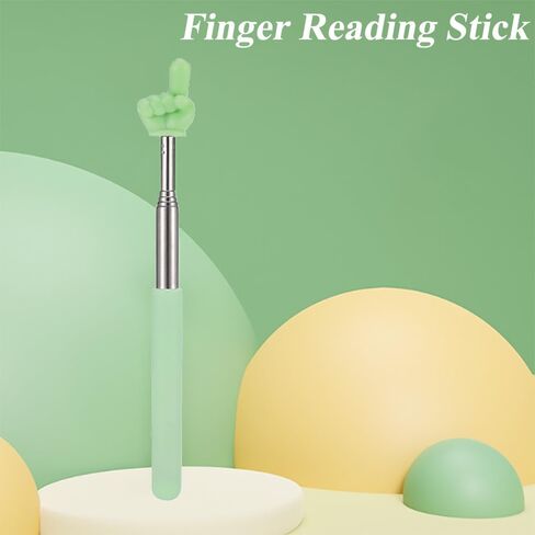 2 Pack Finger Reading Stick - Telescopic Teacher Pointer, Extendable Hand Pointer for Classroom, Presentation, Teaching(Green) in Saudi Arabia