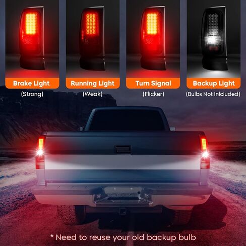 Tresound LED Tail Light for 2009-2018 Dodge RAM 1500 ، 2019 RAM 1500 Classic ، 2010-2018 RAM 2500 3500 ، مجموعة خلفية خلفية ، [طراز هالوجين المصنع فقط] in Saudi Arabia