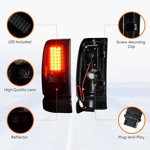 Tresound LED Tail Light for 2009-2018 Dodge RAM 1500 ، 2019 RAM 1500 Classic ، 2010-2018 RAM 2500 3500 ، مجموعة خلفية خلفية ، [طراز هالوجين المصنع فقط] in Saudi Arabia
