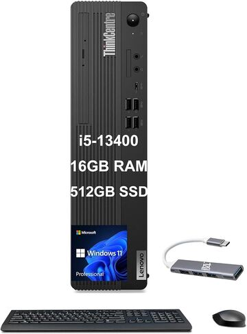 Lenovo ThinkCentre M70s SFF Small Form Factor Business Desktop Computer (Intel 10-Core i5-13400, 32GB RAM, 1TB SSD, UHD Graphics 730), IST HUB, w/Keyboard, Mouse, 3-Year Warranty, Win 11 Pro, Black in Saudi Arabia