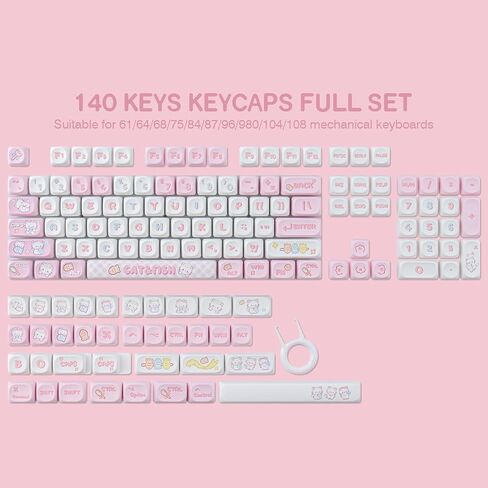 PBT keycaps 126 مفاتيح MOA ملف تعريف المفاتيح الصبغة البالون الزبدية اللطيفة Keycap Custom keycap مجموعة لوحات الكرز Gateron MX Swithes in Kuwait