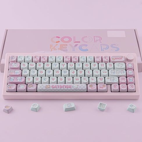 PBT keycaps 126 مفاتيح MOA ملف تعريف المفاتيح الصبغة البالون الزبدية اللطيفة Keycap Custom keycap مجموعة لوحات الكرز Gateron MX Swithes in Kuwait