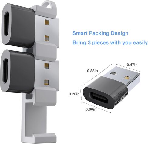 USB to USB C Adapter 3PACK ، usbc to USB محول شاحن للذكور ، لـ iPhone 17/16/15/14/13/12 ، iPad ، Apple Watch ، AirPods ، Samsung Galaxy S25/S24 ، شحن ونقل البيانات in Kuwait