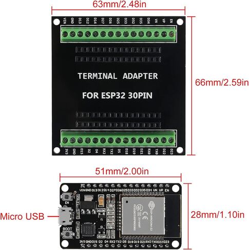 AITRIP 3 SETS 30PIN ESP32 ESP-32S TYPE-C USB CP2102 لوحة تطوير + ESP32 Breakout Board Shield 1 إلى 2 لوحة 2.4 جيجا هرتز WiFi Bluetooth Dual Core in Kuwait