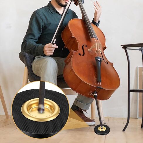 Cello Rock Stop, Cello Endpin Rest for Floor Protector Rock Stop Endpin Stand Holder with Reinforced Brass Cup and Nylon Mat Anti-Slip Base for Enhanced Stability During Practice and Performances in Saudi Arabia