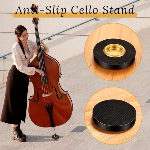 Cello Rock Stop, Cello Endpin Rest for Floor Protector Rock Stop Endpin Stand Holder with Reinforced Brass Cup and Nylon Mat Anti-Slip Base for Enhanced Stability During Practice and Performances in Saudi Arabia