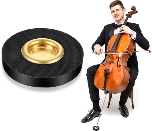 Cello Rock Stop, Cello Endpin Rest for Floor Protector Rock Stop Endpin Stand Holder with Reinforced Brass Cup and Nylon Mat Anti-Slip Base for Enhanced Stability During Practice and Performances in Saudi Arabia
