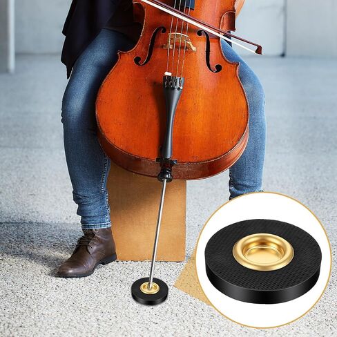 Cello Rock Stop, Cello Endpin Rest for Floor Protector Rock Stop Endpin Stand Holder with Reinforced Brass Cup and Nylon Mat Anti-Slip Base for Enhanced Stability During Practice and Performances in Saudi Arabia