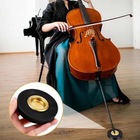 Cello Rock Stop, Cello Endpin Rest for Floor Protector Rock Stop Endpin Stand Holder with Reinforced Brass Cup and Nylon Mat Anti-Slip Base for Enhanced Stability During Practice and Performances in Saudi Arabia