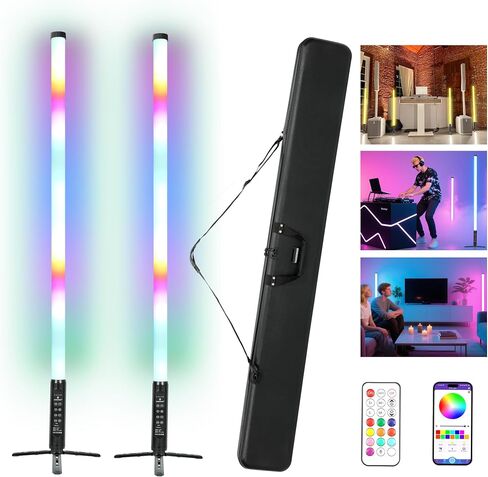 2 Pack 360 RGBW Tube Light Bar Rechargeable D40 5ft DJ Lights Professional Party Light Sticks for Outdoor Performance Live Stream Wedding Event Lighting in Saudi Arabia