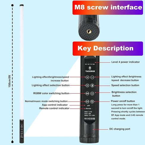 2 Pack 360 RGBW Tube Light Bar Rechargeable D40 5ft DJ Lights Professional Party Light Sticks for Outdoor Performance Live Stream Wedding Event Lighting in Saudi Arabia