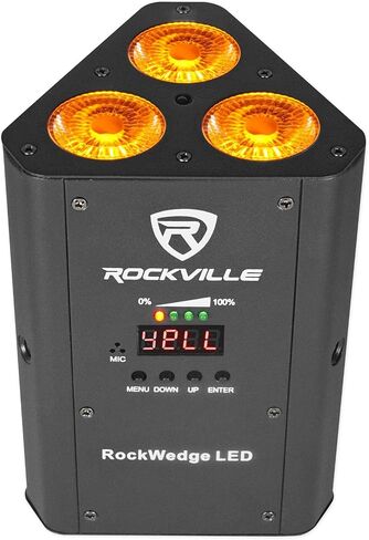 حزمة Rockville ROCKWEDGE سوداء مكونة من 6 مصابيح بطارية + حافظة + وحدة تحكم DMX لاسلكية in Saudi Arabia