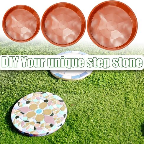 Reusable Mold Tray for Stepping Stone 3 Size Soft PlasticCement Molds for Concrete and Stained Glass Round in Kuwait