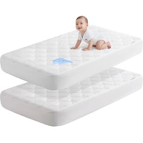 وسادة حماية مرتبة سرير الأطفال المقاومة للماء من SLEEP ZONE - غطاء مرتبة أطفال مبطن ومجهز مقاس 28 بوصة × 52 بوصة - وسادة مرتبة ناعمة قابلة للتنفس للأطفال الصغار بدون ضوضاء - جيب عميق 14 بوصة in Kuwait