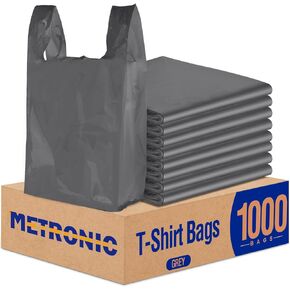 METRONIC 1000 Count White Thank You Bags with Handles, 12" x 6.5" x 21" Plastic Carry Bags for Retail, Supermarket, Grocery Shopping Bag for T-shirt Packaging, Takeout, Convenience Stores, in Bulk in Kuwait