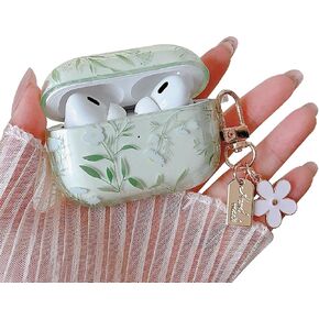 MINSCOSE Compatible with AirPods 4 Clear Case,Cute Pretty Flower Pattern Design with Floral Keychain, Soft TPU Protective Shockproof Cover for AirPods 4 for Women Girls-White Flower in Saudi Arabia